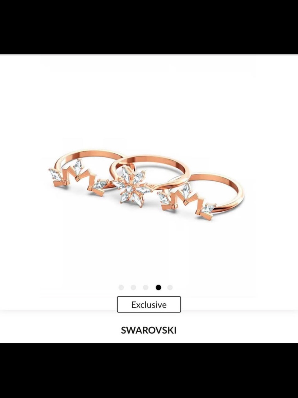 Swarovski Rose Gold Snowflake Stacking Ring with Clear Crystals - Picture 3 of 4